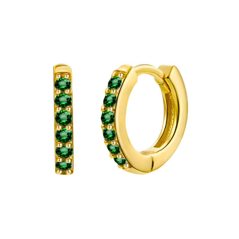 Gold Emerald Hoop Earrings