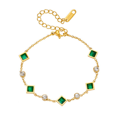 Gold Emerald Station Bracelet